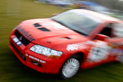 15;050605ARC;4-June-2005;ARC;Australia;Australian-Rally-Championship;Coates-Rally-Queensland;Evo-7;Imbil;Jo-Cadman;John-Mitchell;Mitsubishi-Lancer;Mitsubishi-Lancer-Evolution-VII;QLD;Queensland;Sunshine-Coast;auto;motion-blur;motorsport;movement;racing;service-park;wide-angle