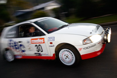 30;050605ARC;4-June-2005;ARC;Australia;Australian-Rally-Championship;Coates-Rally-Queensland;Imbil;Ken-Garrioch;Leigh-Garrioch;Mitsubishi-Mirage-Cyborg;QLD;Queensland;Sunshine-Coast;auto;motion-blur;motorsport;movement;racing;wide-angle