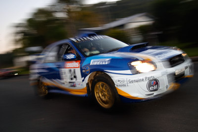 24;050605ARC;4-June-2005;ARC;Australia;Australian-Rally-Championship;Bernie-Webb;Coates-Rally-Queensland;Imbil;QLD;Queensland;Steve-Glenney;Subaru-Impreza-WRX;Sunshine-Coast;auto;motion-blur;motorsport;movement;racing;wide-angle