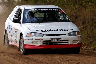 30;050605ARC;5-June-2005;ARC;Australia;Australian-Rally-Championship;Coates-Rally-Queensland;Imbil;Ken-Garrioch;Leigh-Garrioch;Mitsubishi-Mirage-Cyborg;QLD;Queensland;Sunshine-Coast;auto;motorsport;racing