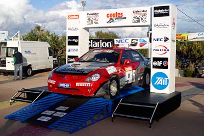 0;050605ARC;5-June-2005;ARC;Australia;Australian-Rally-Championship;Caloundra;Coates-Rally-Queensland;Hayes;Mitsubishi-Magna;QLD;Queensland;Ross-Dunkerton;Sunshine-Coast;afternoon;auto;motorsport;official-finish;podium;racing