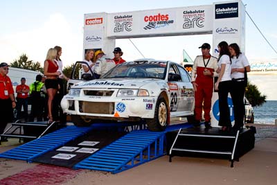 20;050605ARC;5-June-2005;ARC;Australia;Australian-Rally-Championship;Caloundra;Coates-Rally-Queensland;Evo-6;John-Allen;Kevin-Shaw;Mitsubishi-Lancer;Mitsubishi-Lancer-Evolution-VI;QLD;Queensland;Sunshine-Coast;afternoon;auto;motorsport;official-finish;podium;racing