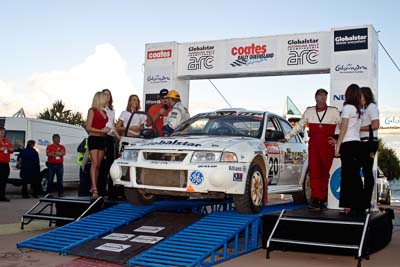 20;050605ARC;5-June-2005;ARC;Australia;Australian-Rally-Championship;Caloundra;Coates-Rally-Queensland;Evo-6;John-Allen;Kevin-Shaw;Mitsubishi-Lancer;Mitsubishi-Lancer-Evolution-VI;QLD;Queensland;Sunshine-Coast;afternoon;auto;motorsport;official-finish;podium;racing