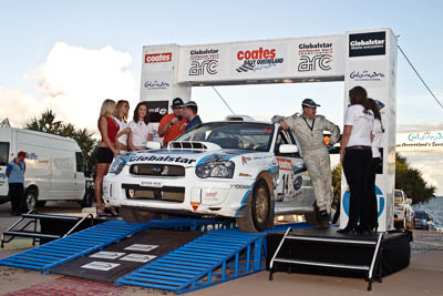 14;050605ARC;5-June-2005;ARC;Australia;Australian-Rally-Championship;Caloundra;Coates-Rally-Queensland;QLD;Queensland;Subaru-Impreza-WRX-STI;Sunshine-Coast;afternoon;auto;motorsport;official-finish;podium;racing