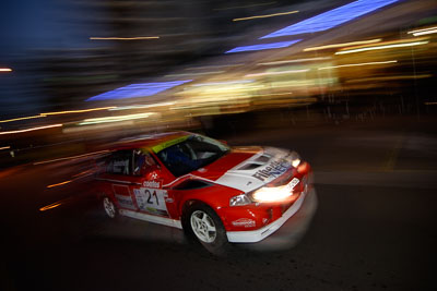 21;16-June-2006;ARC;Australia;Australian-Rally-Championship;Evo-6;Gerald-Schofield;Mitsubishi-Lancer;Mitsubishi-Lancer-Evolution-VI-RS;Mooloolaba;QLD;Queensland;Ray-Baker;Sunshine-Coast;atmosphere;auto;ceremonial-start;motorsport;movement;racing;speed;twilight;wide-angle