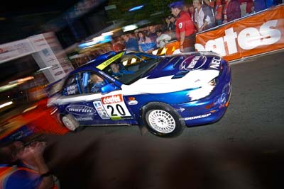 20;16-June-2006;ARC;Australia;Australian-Rally-Championship;Ben-Searcy;John-Murray-Jnr;Mooloolaba;QLD;Queensland;Subaru-Impreza-WRX;Sunshine-Coast;atmosphere;auto;ceremonial-start;motorsport;movement;night;racing;speed;wide-angle