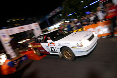 23;16-June-2006;ARC;Australia;Australian-Rally-Championship;Glen-Raymond;Matt-Raymond;Mooloolaba;QLD;Queensland;Subaru-Liberty;Sunshine-Coast;atmosphere;auto;ceremonial-start;motorsport;movement;night;racing;speed;wide-angle