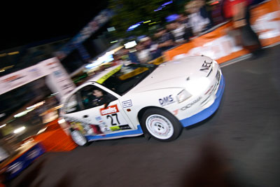 27;16-June-2006;ARC;Australia;Australian-Rally-Championship;Ken-Garrioch;Leigh-Garrioch;Mitsubishi-Mirage;Mooloolaba;QLD;Queensland;Sunshine-Coast;atmosphere;auto;ceremonial-start;motorsport;movement;night;racing;speed;wide-angle