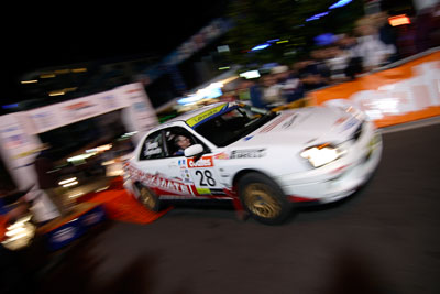 28;16-June-2006;Australia;John-Berne;Mooloolaba;QLD;QRC;Queensland;Queensland-Rally-Championship;Scott-Beckwith;Subaru-Impreza-RS;Sunshine-Coast;atmosphere;auto;ceremonial-start;motorsport;movement;night;racing;speed;wide-angle