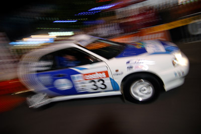 33;16-June-2006;ARC;Australia;Australian-Rally-Championship;Margot-Knowles;Mooloolaba;QLD;QRC;Queensland;Queensland-Rally-Championship;Simon-Knowles;Sunshine-Coast;auto;ceremonial-start;motorsport;movement;night;racing;speed;wide-angle