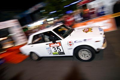 35;16-June-2006;Australia;Datsun-H510;Mooloolaba;QLD;QRC;Queensland;Queensland-Rally-Championship;Ron-Peters;Sunshine-Coast;Wayne-Johnston;atmosphere;auto;ceremonial-start;motorsport;movement;night;racing;speed;wide-angle