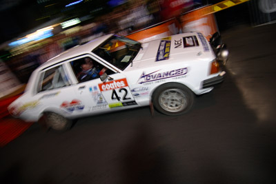 42;16-June-2006;Australia;Datsun-Sunny;Gary-Stacey;Mooloolaba;QLD;QRC;Queensland;Sunshine-Coast;Tony-Blackshaw;auto;ceremonial-start;motorsport;movement;night;racing;speed;wide-angle