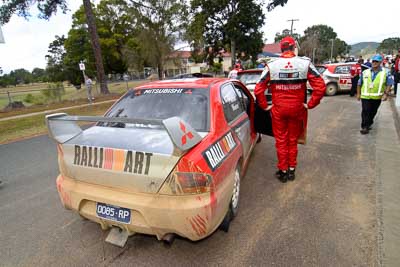 9;18-June-2006;ARC;Australia;Australian-Rally-Championship;Evo-9;Glen-Weston;Imbil;Mitsubishi-Lancer;Mitsubishi-Lancer-Evolution-IX;Mitsubishi-Team-RalliArt;QLD;Queensland;Scott-Pedder;Sunshine-Coast;auto;motorsport;racing;service-park;wide-angle