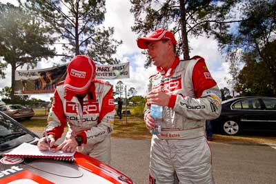 18-June-2006;ARC;Australia;Australian-Rally-Championship;Coral-Taylor;Imbil;Neal-Bates;QLD;Queensland;Sunshine-Coast;atmosphere;auto;motorsport;portrait;racing;service-park;wide-angle