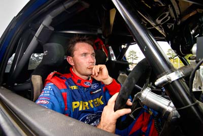 18-June-2006;ARC;Australia;Australian-Rally-Championship;Imbil;Michael-Guest;QLD;Queensland;Sunshine-Coast;atmosphere;auto;cockpit;in‒car;motorsport;movement;portrait;racing;service-park;speed;wide-angle