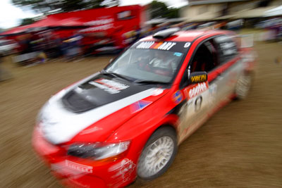 9;18-June-2006;ARC;Australia;Australian-Rally-Championship;Evo-9;Glen-Weston;Imbil;Mitsubishi-Lancer;Mitsubishi-Lancer-Evolution-IX;Mitsubishi-Team-RalliArt;QLD;Queensland;Scott-Pedder;Sunshine-Coast;auto;motorsport;movement;racing;service-park;speed;wide-angle