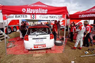 3;18-June-2006;ARC;Australia;Australian-Rally-Championship;Coral-Taylor;Imbil;Neal-Bates;QLD;Queensland;Sunshine-Coast;Team-TRD;Toyota-Corolla-Sportivo;atmosphere;auto;motorsport;racing;service-park;wide-angle