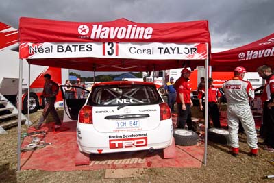 3;18-June-2006;ARC;Australia;Australian-Rally-Championship;Coral-Taylor;Imbil;Neal-Bates;QLD;Queensland;Sunshine-Coast;Team-TRD;Toyota-Corolla-Sportivo;auto;motorsport;racing;service-park;wide-angle