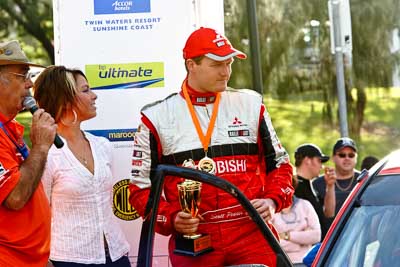 9;18-June-2006;ARC;Australia;Australian-Rally-Championship;Evo-9;Glen-Weston;Mitsubishi-Lancer;Mitsubishi-Lancer-Evolution-IX;Mitsubishi-Team-RalliArt;Mooloolaba;QLD;Queensland;Scott-Pedder;Sunshine-Coast;auto;ceremonial-finish;motorsport;racing;telephoto