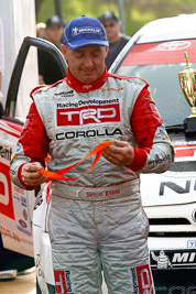 18-June-2006;ARC;Australia;Australian-Rally-Championship;Mooloolaba;QLD;Queensland;Simon-Evans;Sunshine-Coast;atmosphere;auto;ceremonial-finish;motorsport;podium;racing;telephoto