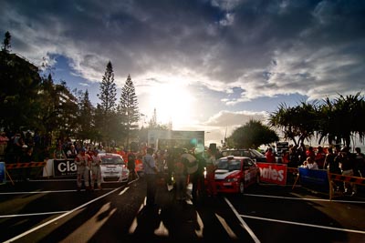 10;3;9;18-June-2006;ARC;Australia;Australian-Rally-Championship;Coral-Taylor;Evo-9;Glen-Weston;Mitsubishi-Lancer;Mitsubishi-Lancer-Evolution-IX;Mitsubishi-Team-RalliArt;Mooloolaba;Neal-Bates;QLD;Queensland;Scott-Pedder;Simon-Evans;Sue-Evans;Sunshine-Coast;Team-TRD;Topshot;Toyota-Corolla-Sportivo;atmosphere;auto;ceremonial-finish;clouds;motorsport;podium;racing;sky;sun;sunset;twilight;wide-angle