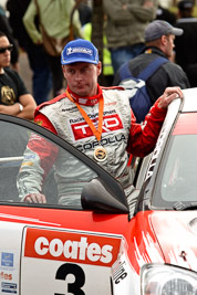 3;18-June-2006;ARC;Australia;Australian-Rally-Championship;Mooloolaba;Neal-Bates;QLD;Queensland;Sunshine-Coast;atmosphere;auto;ceremonial-finish;motorsport;podium;racing;telephoto