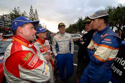 18-June-2006;ARC;Australia;Australian-Rally-Championship;Coral-Taylor;Dale-Moscatt;Dean-Herridge;Mooloolaba;Neal-Bates;QLD;Queensland;Sunshine-Coast;atmosphere;auto;ceremonial-finish;motorsport;movement;podium;portrait;racing;speed;wide-angle