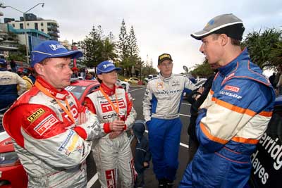 18-June-2006;ARC;Australia;Australian-Rally-Championship;Coral-Taylor;Dale-Moscatt;Dean-Herridge;Mooloolaba;Neal-Bates;QLD;Queensland;Sunshine-Coast;atmosphere;auto;ceremonial-finish;motorsport;movement;podium;portrait;racing;speed;wide-angle