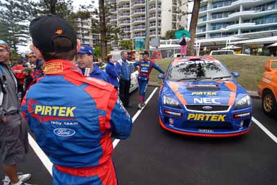 4;18-June-2006;ARC;Australia;Australian-Rally-Championship;Mark-Stacey;Mooloolaba;QLD;Queensland;Sunshine-Coast;atmosphere;auto;ceremonial-finish;motorsport;movement;podium;portrait;racing;speed;wide-angle