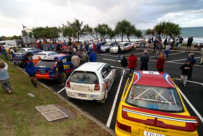 26;27;28;4;5;18-June-2006;ARC;Australia;Australian-Rally-Championship;Dale-Moscatt;Elysia-Kruper;Evo-3;Ford-Focus;John-Berne;Kelvin-Croker;Ken-Garrioch;Leigh-Garrioch;Mark-Stacey;Michael-Guest;Mitsubishi-Lancer;Mitsubishi-Lancer-Evolution-III;Mitsubishi-Mirage;Mooloolaba;Pirtek-Rally-Team-Ford;QLD;Queensland;Scott-Beckwith;Simon-Jansen;Sunshine-Coast;atmosphere;auto;ceremonial-finish;motorsport;podium;racing;wide-angle