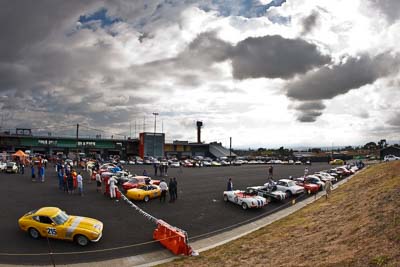 191;215;371;707;1966-MGB-Roadster;1967-MGB;1969-Datsun-240Z;1969-MGB;21-March-2008;Australia;Bathurst;FOSC;Festival-of-Sporting-Cars;Greg-White;Group-S;Mt-Panorama;NSW;New-South-Wales;Reg-Darwell;Robert-Haywood;Russell-Stanford;atmosphere;auto;clouds;dummy-grid;fisheye;motorsport;paddock;racing;sky