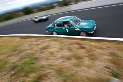 1;1974-Alfetta-Sedan;22-March-2008;Australia;Bathurst;FOSC;Festival-of-Sporting-Cars;Mt-Panorama;NSW;New-South-Wales;Pat-Curda;Regularity;auto;grass;motorsport;movement;racing;speed;wide-angle