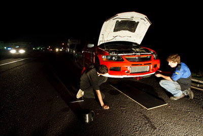 6;19-June-2008;ARC;Australia;Australian-Rally-Championship;Chris-Randell;Evo-9;Mitsubishi-Lancer;Mitsubishi-Lancer-Evolution-IX;QLD;Queensland;Spencer-Lowndes;Sunshine-Coast;auto;mechanics;motorsport;movement;night;pre‒event;racing;road-service;speed;wide-angle