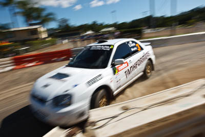 3;20-June-2008;ARC;Australia;Australian-Rally-Championship;Chris-Murphy;Eli-Evans;Maroochy-Showgrounds;Nambour;QLD;Queensland;Subaru-Impreza-WRX;Sunshine-Coast;auto;media-day;motorsport;movement;racing;speed;wide-angle