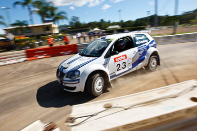 23;20-June-2008;ARC;Australia;Australian-Rally-Championship;Gerard-McConkey;Marius-Swart;Maroochy-Showgrounds;Nambour;QLD;Queensland;Sunshine-Coast;Volkswagen-Polo-S2000;auto;media-day;motorsport;racing;wide-angle