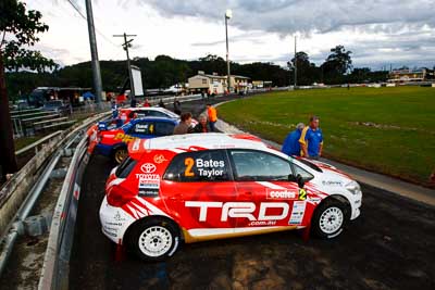 2;20-June-2008;ARC;Australia;Australian-Rally-Championship;Coral-Taylor;Maroochy-Showgrounds;Nambour;Neal-Bates;QLD;Queensland;Sunshine-Coast;Team-TRD;Toyota-TRD-Corolla-S2000;auto;motorsport;movement;racing;speed;wide-angle