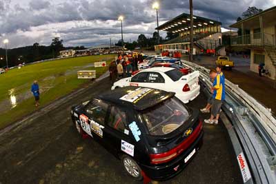 31;20-June-2008;Allan-Clunes;Australia;Gavin-Wieland;Maroochy-Showgrounds;Mazda-323;Nambour;QLD;QRC;Queensland;Queensland-Rally-Championship;Sunshine-Coast;auto;fisheye;motorsport;movement;racing;speed