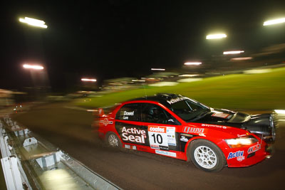 10;20-June-2008;ARC;Australia;Australian-Rally-Championship;Maroochy-Showgrounds;Nambour;QLD;Queensland;Sunshine-Coast;auto;motorsport;movement;night;racing;speed;wide-angle