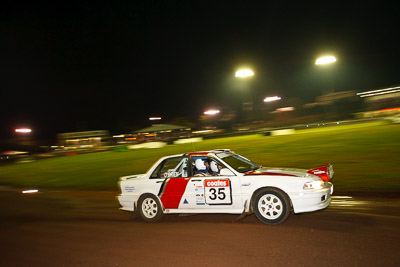 35;20-June-2008;ARC;Anthony-Jones;Australia;Australian-Rally-Championship;Colin-OBrien;Maroochy-Showgrounds;Mitsubishi-Galant-VR4;Nambour;QLD;Queensland;Queensland-Rally-Championship;Sunshine-Coast;auto;motorsport;night;racing;wide-angle