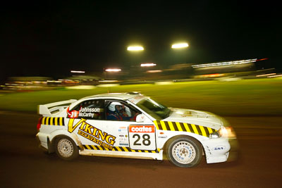 28;20-June-2008;Australia;Erik-Johnsson;Evo-6;John-McCarthy;Maroochy-Showgrounds;Mitsubishi-Lancer;Mitsubishi-Lancer-Evolution-VI;Nambour;QLD;QRC;Queensland;Queensland-Rally-Championship;Sunshine-Coast;auto;motorsport;movement;night;racing;speed;wide-angle