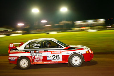 26;20-June-2008;ARC;Australia;Australian-Rally-Championship;Evo-5;Lorelle-Tonna;Maroochy-Showgrounds;Mitsubishi-Lancer;Mitsubishi-Lancer-Evolution-V;Nambour;QLD;QRC;Queensland;Queensland-Rally-Championship;Stephen-Tonna;Sunshine-Coast;auto;motorsport;movement;night;racing;speed;wide-angle