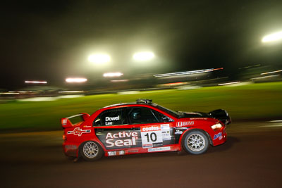 10;20-June-2008;ARC;Australia;Australian-Rally-Championship;Evo-9;Justin-Dowel;Maroochy-Showgrounds;Matt-Lee;Mitsubishi-Lancer;Mitsubishi-Lancer-Evolution-IX;Nambour;QLD;Queensland;Sunshine-Coast;auto;motorsport;movement;night;racing;speed;wide-angle