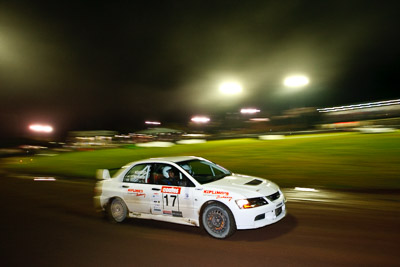 17;20-June-2008;ARC;Australia;Australian-Rally-Championship;Brett-Kipling;Darren-Masters;Evo-9;Maroochy-Showgrounds;Mitsubishi-Lancer;Mitsubishi-Lancer-Evolution-IX;Nambour;QLD;Queensland;Sunshine-Coast;auto;motorsport;movement;night;racing;speed;wide-angle