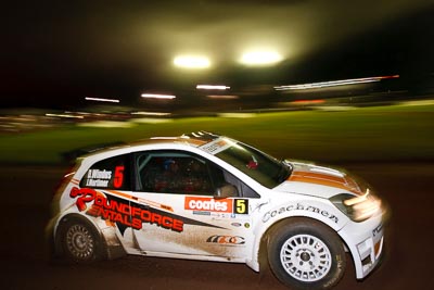 5;20-June-2008;ARC;Australia;Australian-Rally-Championship;Darren-Windus;Ford-Fiesta-S2000;Jonathon-Mortimer;Maroochy-Showgrounds;Nambour;QLD;Queensland;Sunshine-Coast;auto;motorsport;movement;night;racing;speed;wide-angle