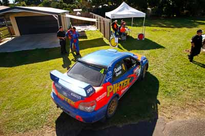 4;21-June-2008;ARC;Australia;Australian-Rally-Championship;David-Green;Michael-Guest;QLD;Queensland;Subaru-Impreza-WRX;Sunshine-Coast;auto;motorsport;racing;service-park;wide-angle