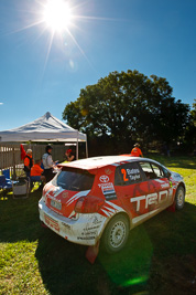 2;21-June-2008;ARC;Australia;Australian-Rally-Championship;Coral-Taylor;Neal-Bates;QLD;Queensland;Sunshine-Coast;Team-TRD;Toyota-TRD-Corolla-S2000;auto;motorsport;racing;service-park;sky;sun;wide-angle