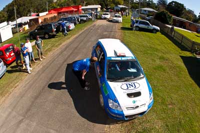 7;21-June-2008;ARC;Australia;Australian-Rally-Championship;Glen-Raymond;Matt-Raymond;QLD;Queensland;Sunshine-Coast;Toyota-Corolla-Sportivo;atmosphere;auto;fisheye;motorsport;racing;service-park