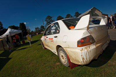 17;21-June-2008;ARC;Australia;Australian-Rally-Championship;Brett-Kipling;Darren-Masters;Evo-9;Mitsubishi-Lancer;Mitsubishi-Lancer-Evolution-IX;QLD;Queensland;Sunshine-Coast;auto;fisheye;motorsport;racing;service-park