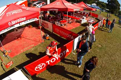 21-June-2008;ARC;Australia;Australian-Rally-Championship;Neal-Bates;QLD;Queensland;Sunshine-Coast;auto;fisheye;motorsport;racing;service-park;spectator