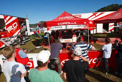 2;21-June-2008;ARC;Australia;Australian-Rally-Championship;Coral-Taylor;Neal-Bates;QLD;Queensland;Sunshine-Coast;Team-TRD;Toyota-TRD-Corolla-S2000;atmosphere;auto;motorsport;racing;service-park;wide-angle